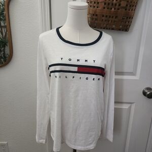 NWT Tommy Hilfiger White Long Sleeve with Red and Blue Accents